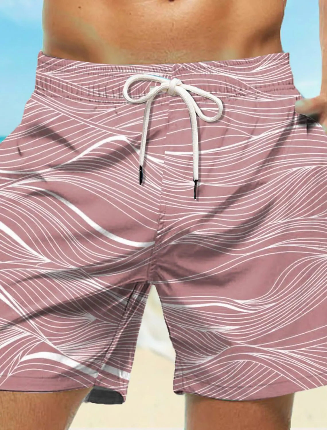 Short de bain hawaïen à motif vague pour homme, séchage rapide