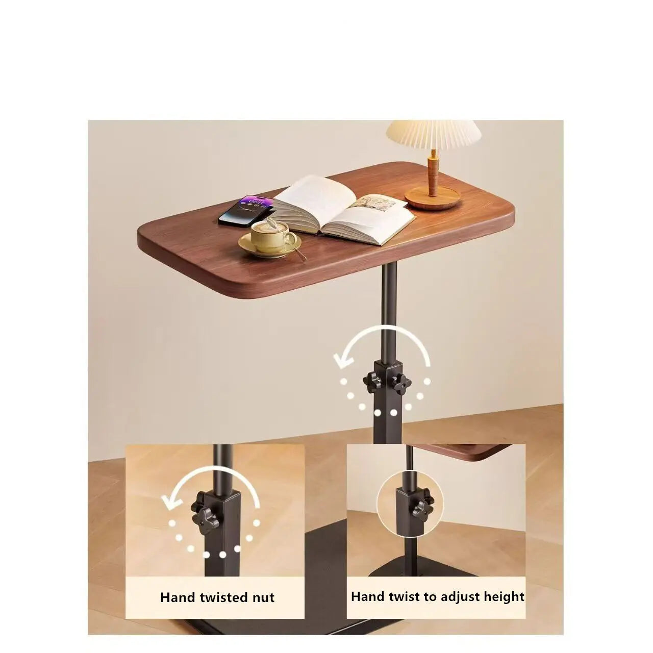 Adjustable C-Shaped Flip Sofa Side Table - Laptop Table