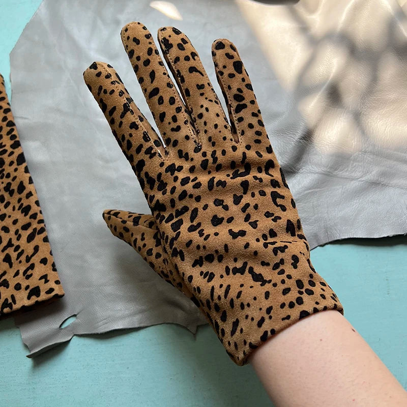 Guantes elegantes de piel de cordero con forro fino para mujer - Piel de oveja auténtica