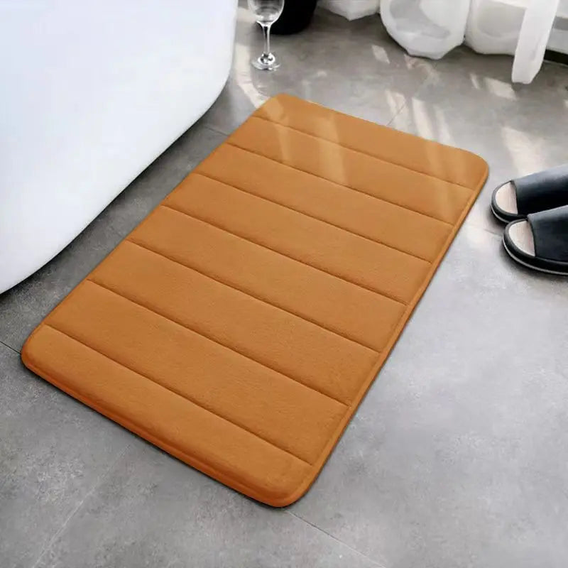 Striped Flannel Bathroom Mat - Furry Non-Slip Floor Mat