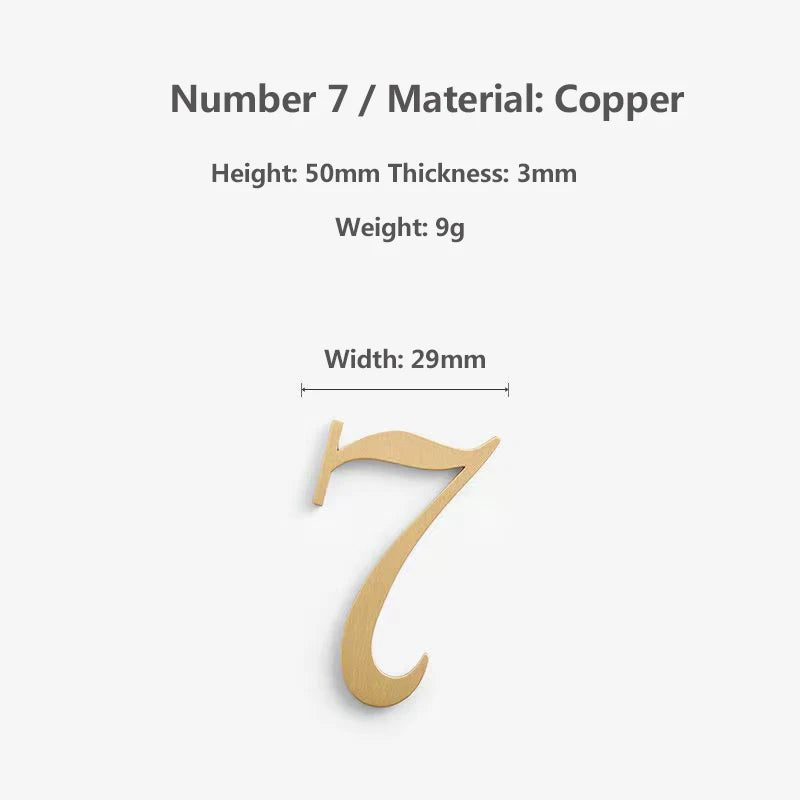 Nordic Retro Brass Address Numbers - Antique Copper House Number Signs