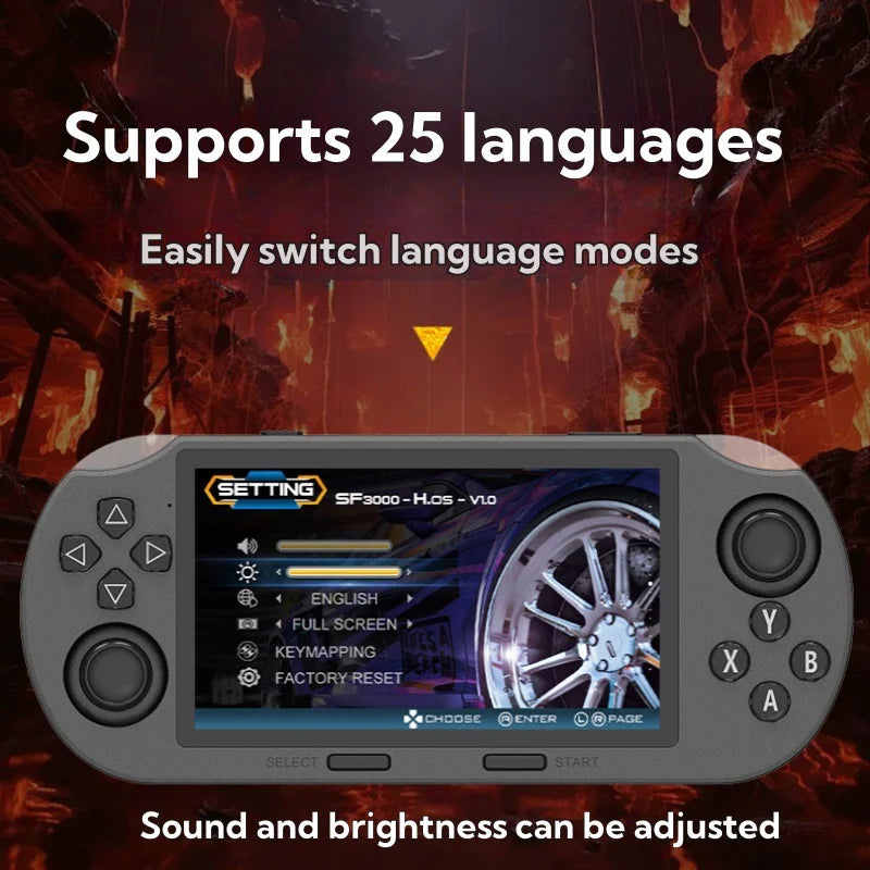 SF3000 Retro Handheld Game Console - 4.5" IPS Screen with 3000mAh Battery