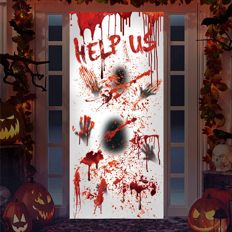 Halloween Hanging Ghost Mask Door Curtain - Haunted House Decor