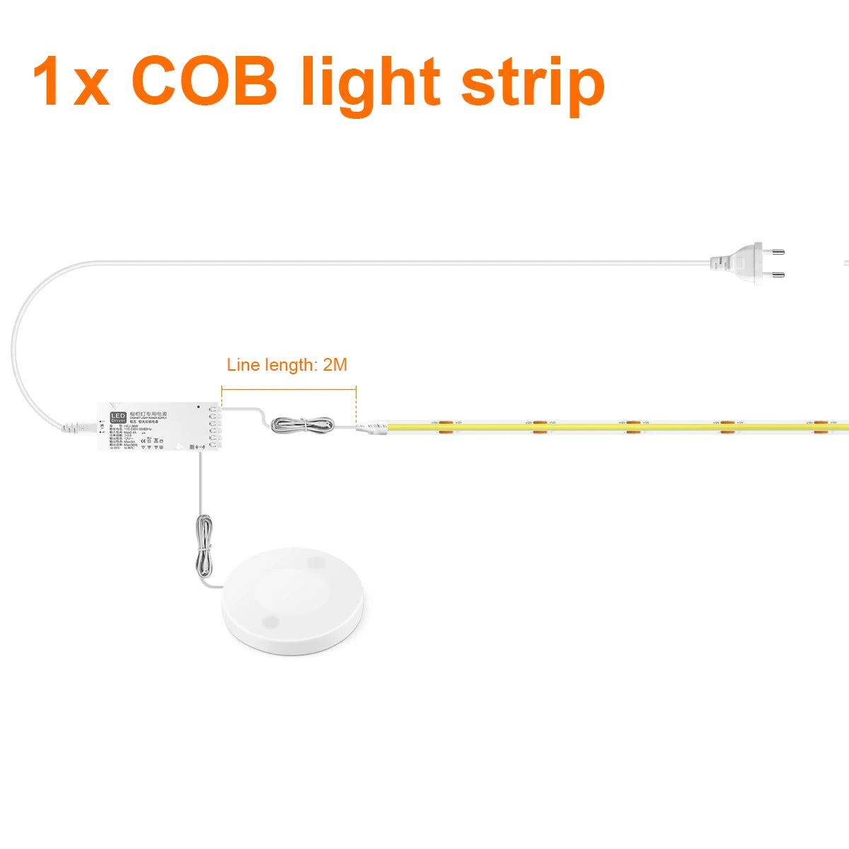 Under Cabinet COB LED Strip - Dimmable Touch Sensor Light