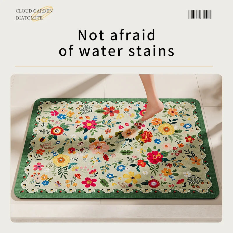 Diatomaceous Earth Stone Bath Mat - Flower Design Quick-Drying Carpet