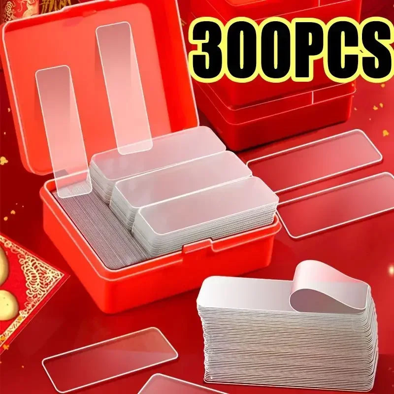 Red container with clear plastic cards and '300PCS' text on a red background
