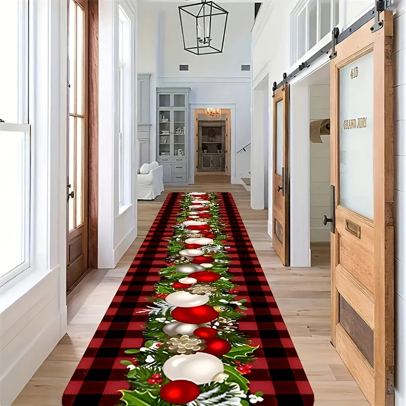 Christmas Ring Runner Mat - Rustic Farmhouse Decorative Rug