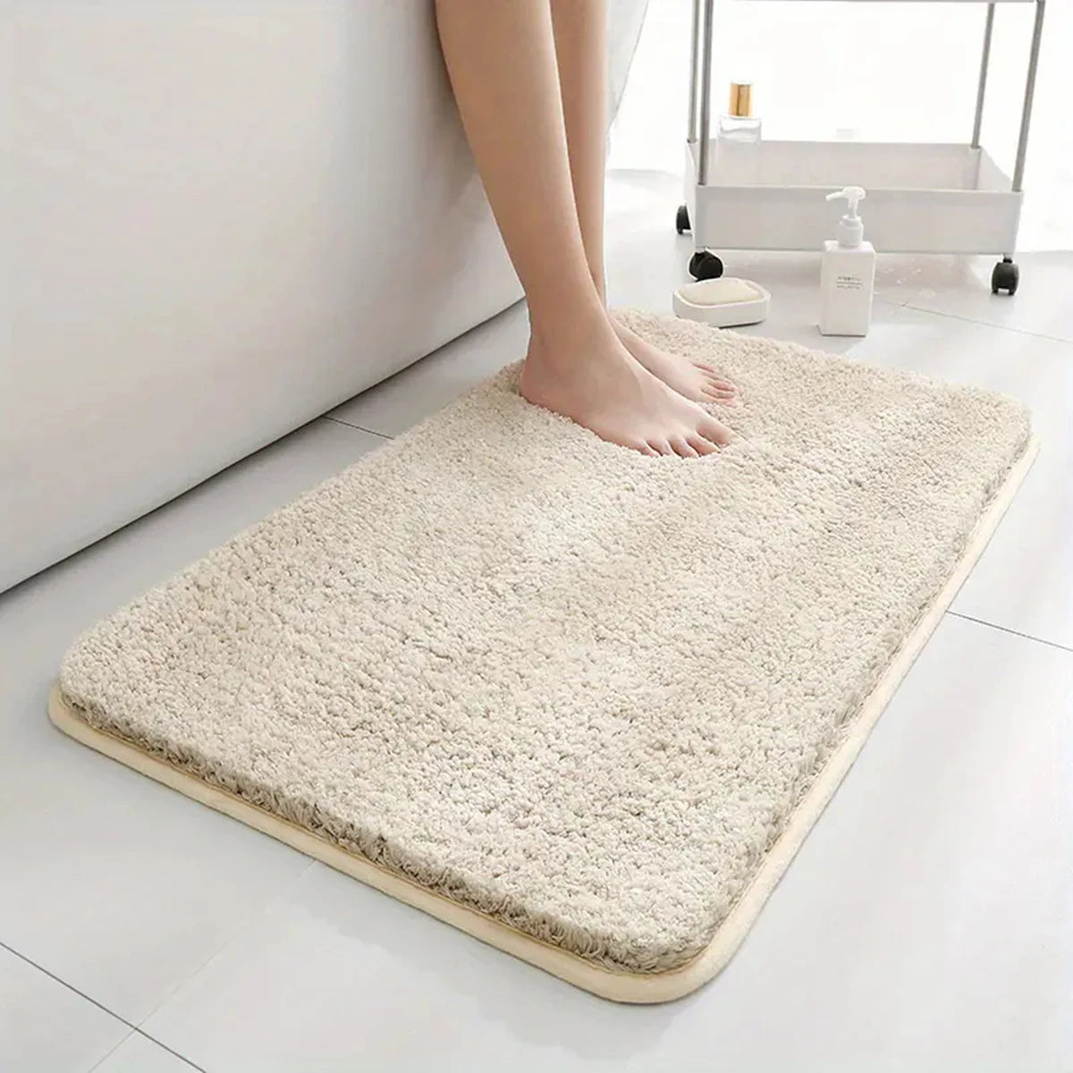 Water Absorbent Long Hair Bath Mat - Anti-Slip Bedroom Floor Mat
