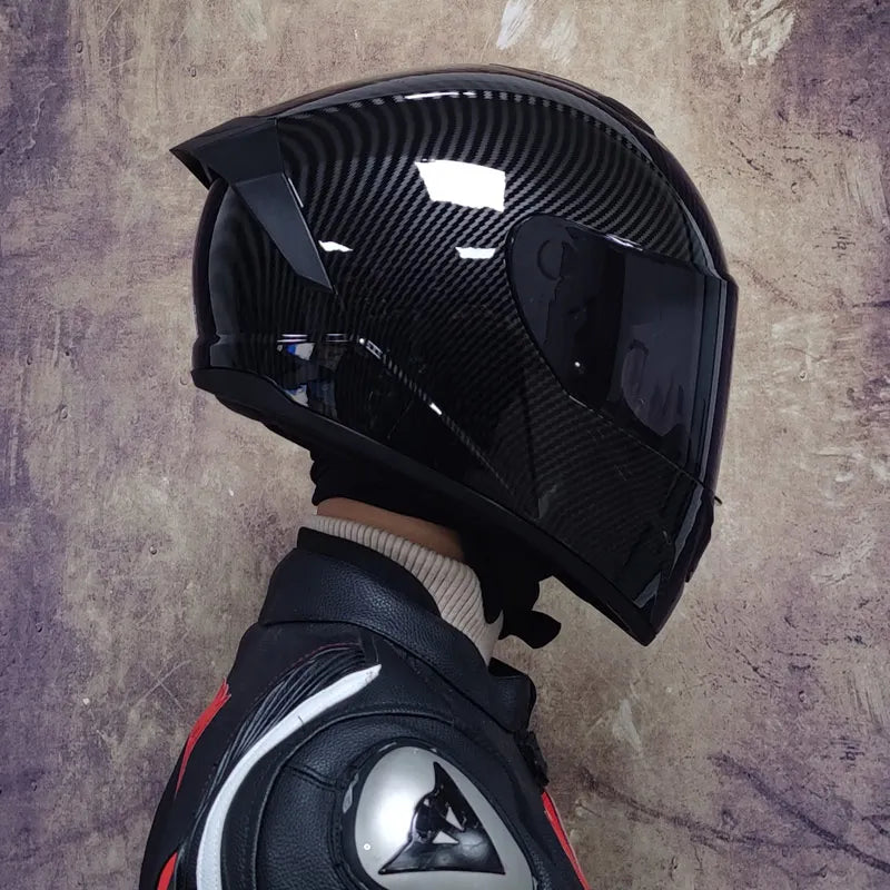 Full Face Racing Motorcycle Helmet - Winter Warm Double Visor