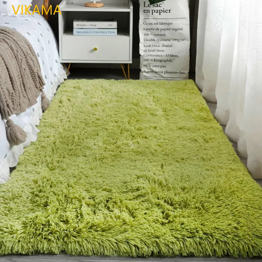 Silk Wool Solid Color Rug - Luxury Non-Slip Washable Mat