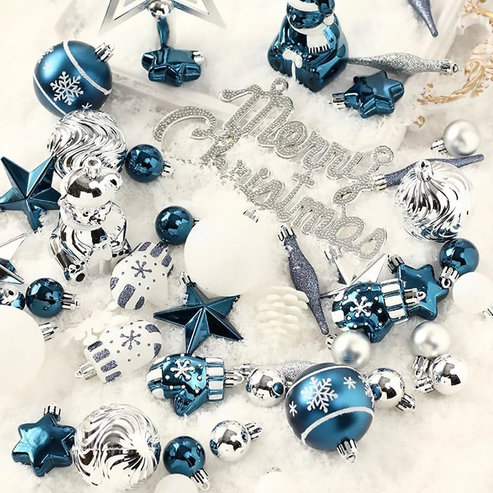 Christmas Ball Ornaments Set - Shatterproof Tree Decorations with Tree Topper