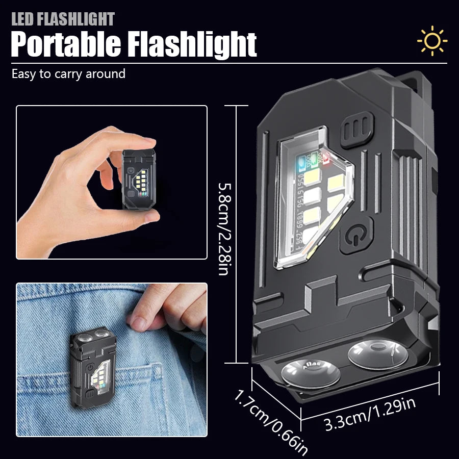 Mini USB Rechargeable LED Flashlight - Magnetic Emergency Light