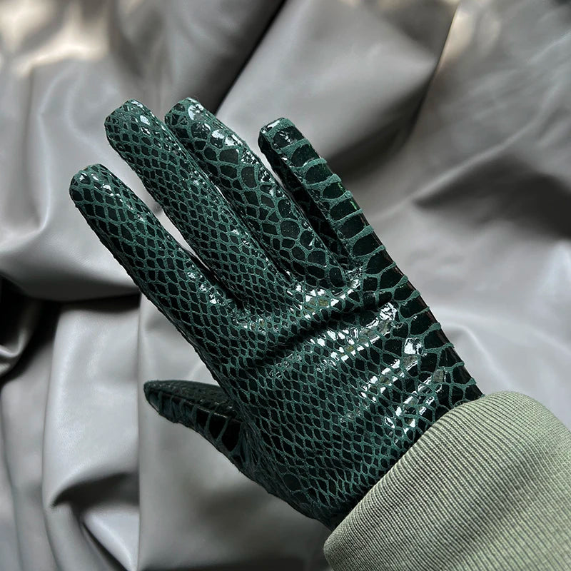 Guantes elegantes de piel de cordero con forro fino para mujer - Piel de oveja auténtica