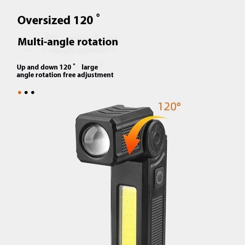 Lampe de travail magnétique à LED COB - Lampe de poche étanche rechargeable par USB