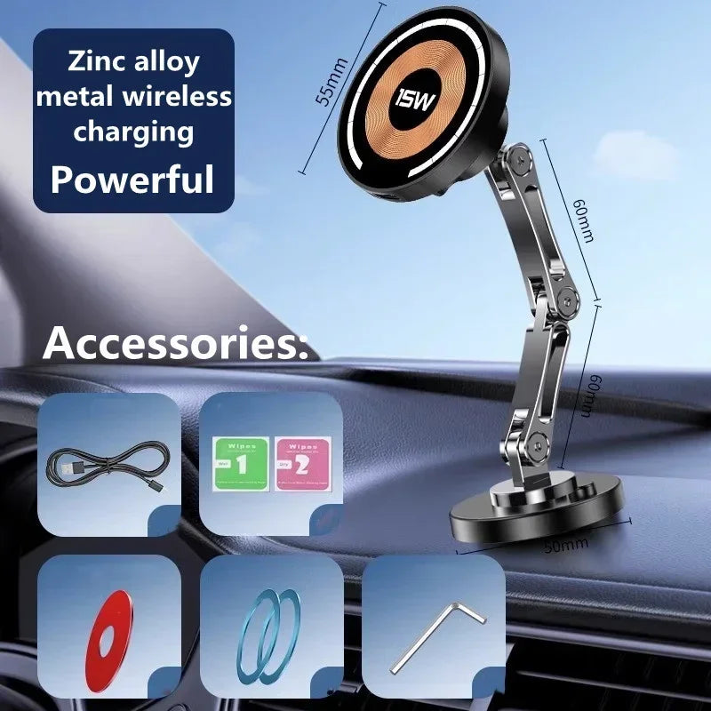 Magnetic Car Wireless Charger Stand - iPhone 15/14/13/12 Mount