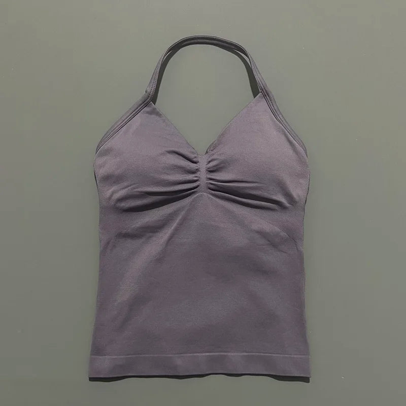 Impact Longline Strappy Sports Bra - Open Back Yoga Tank Top