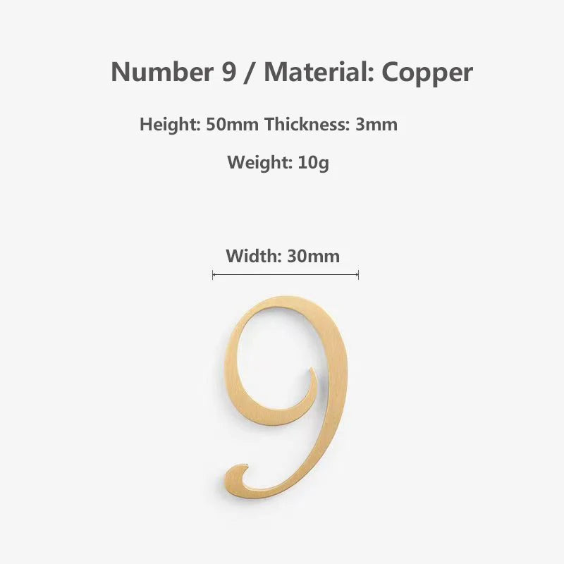 Nordic Retro Brass Address Numbers - Antique Copper House Number Signs