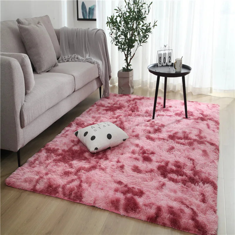 Tie-Dye Fluffy Carpets - Warm Plush Floor Mats for Kids