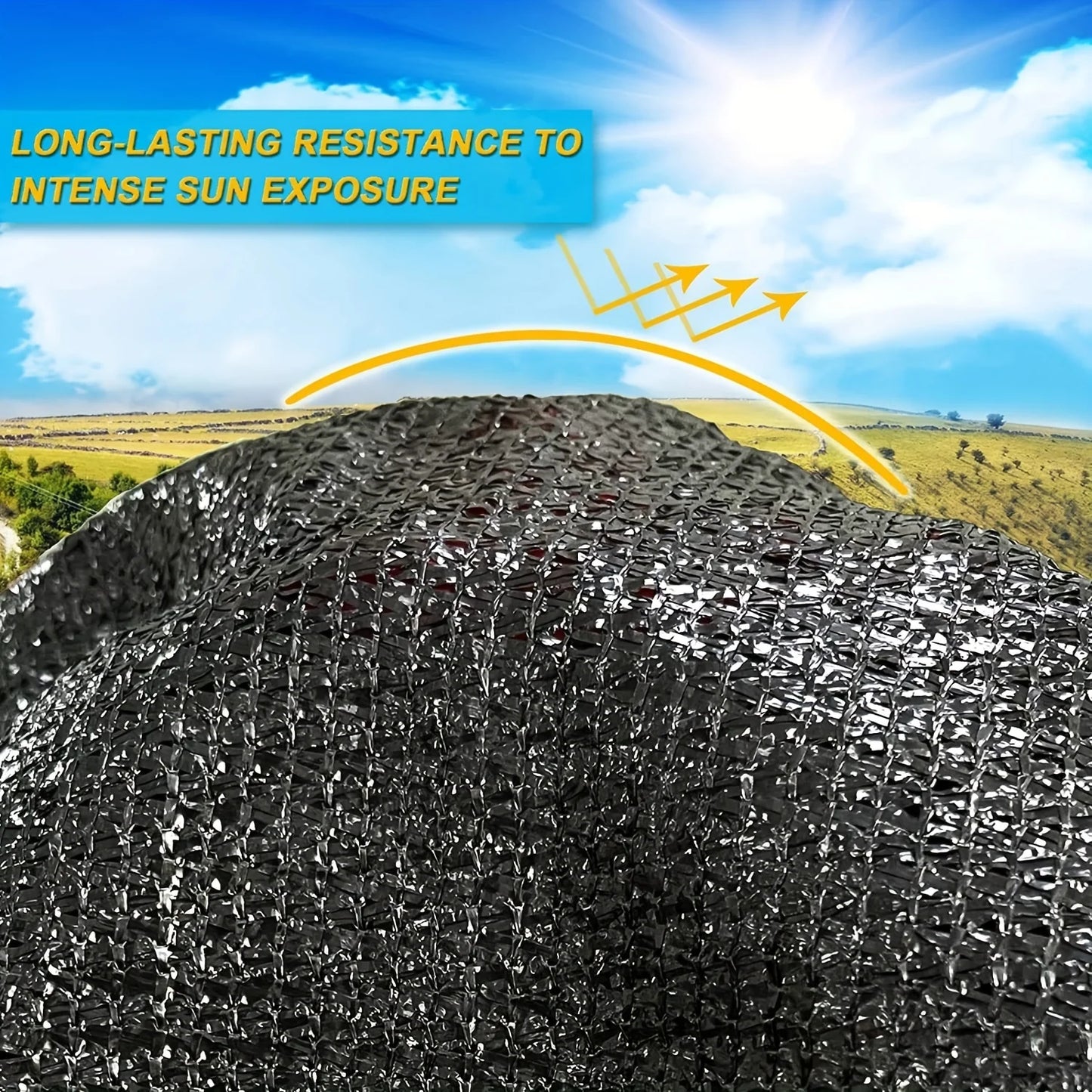 Toile d'ombrage noire en maille pare-soleil - Bordure scotchée avec œillets