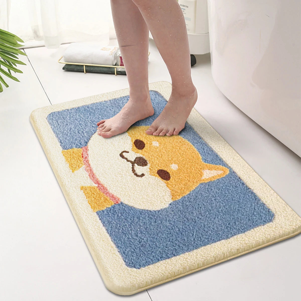 Thickened Cartoon Flannel Floor Mat - Non-Slip Bathroom Mat