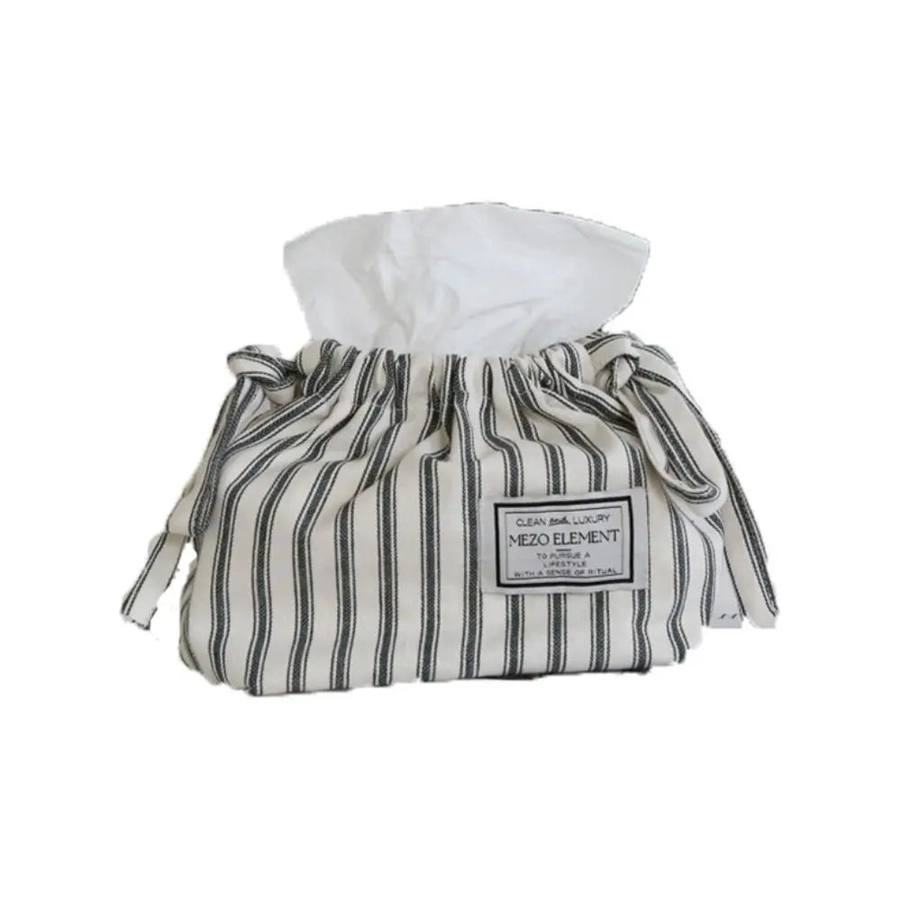 Cotton Drawstring Tissue Bag - Korean Style Storage