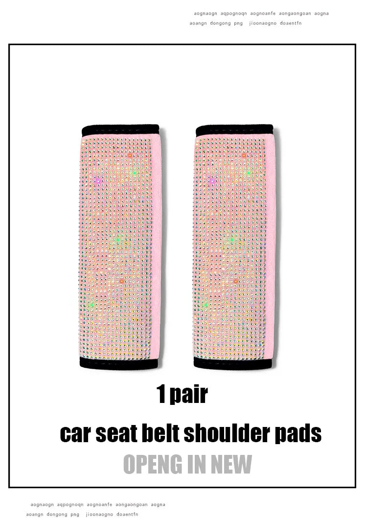 Crystal Diamond Car Seat Covers - Pink Plush Set