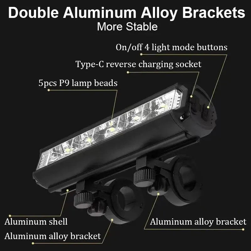 Bicycle Light - 8000mAh USB Rechargeable Waterproof Flashlight