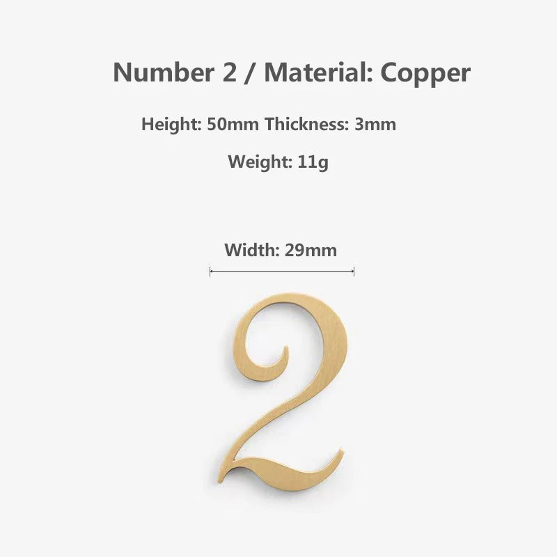 Nordic Retro Brass Address Numbers - Antique Copper House Number Signs