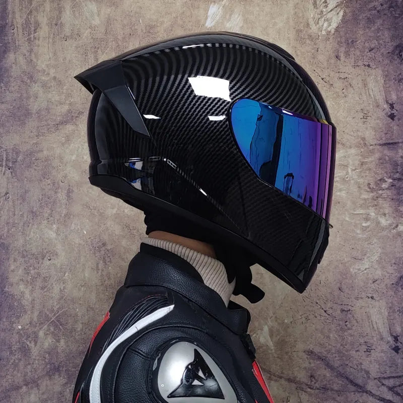 Full Face Racing Motorcycle Helmet - Winter Warm Double Visor