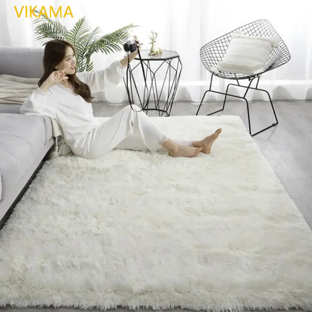 Silk Wool Solid Color Rug - Luxury Non-Slip Washable Mat