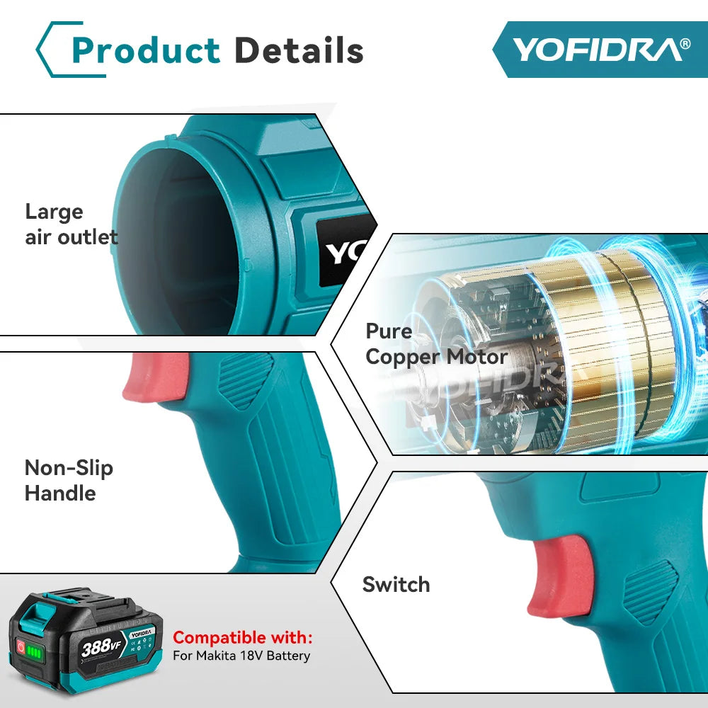 1200W Cordless Turbo Fan - 150M/S for Makita Battery