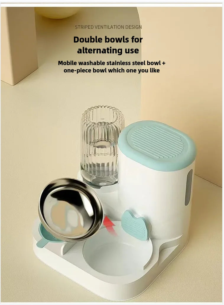 Cat Bowl Automatic Feeder - Integrated Water Dispenser