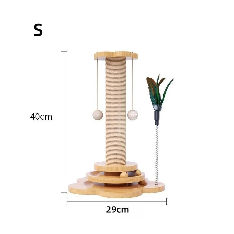 Plateau tournant en bois massif pour chat – Griffoir durable | Balles et bâtons