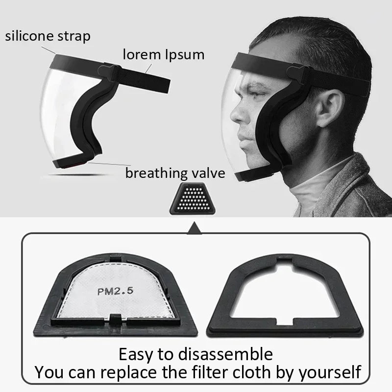 Masque de protection intégral transparent pour la tête, les yeux, les lunettes de sécurité, les visières d'écran, les lunettes anti-poussière, anti-vent et anti-buée