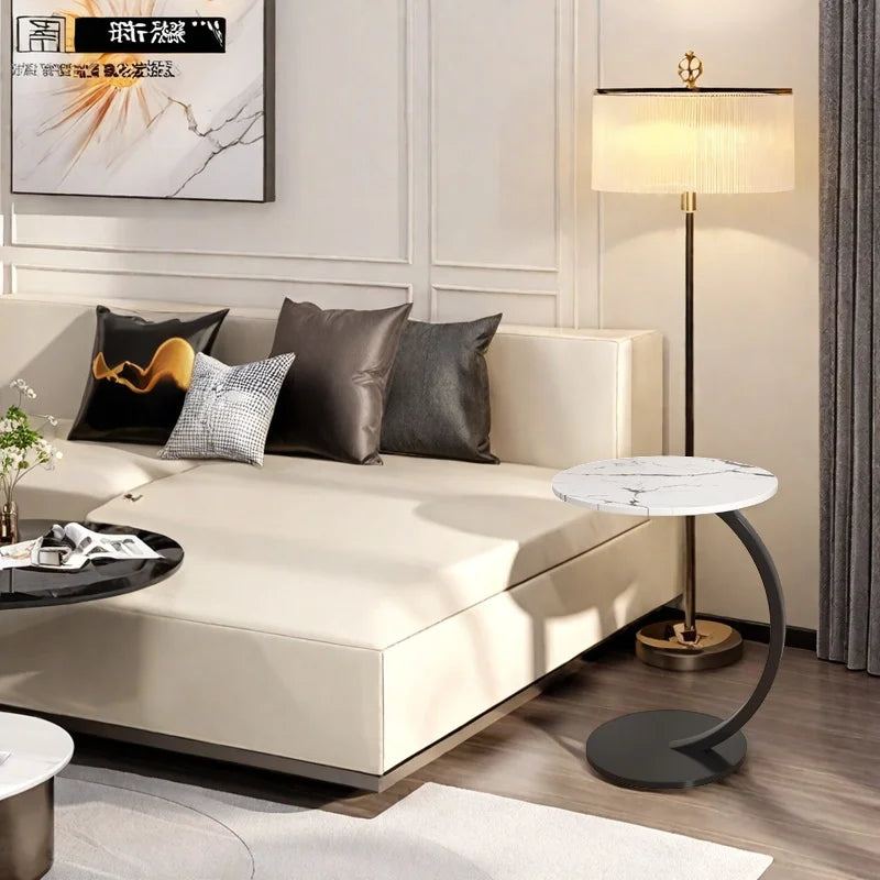 Light Luxury Round Side Table - Modern Metal Coffee Table