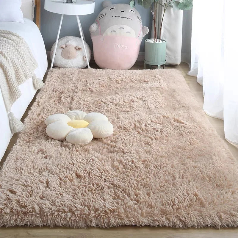 Tie-Dye Fluffy Carpets - Warm Plush Floor Mats for Kids