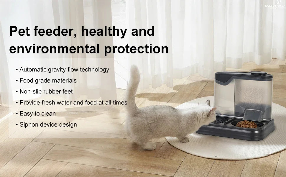 Automatic Cat & Dog Feeder - 2-in-1 Food & Water Dispenser