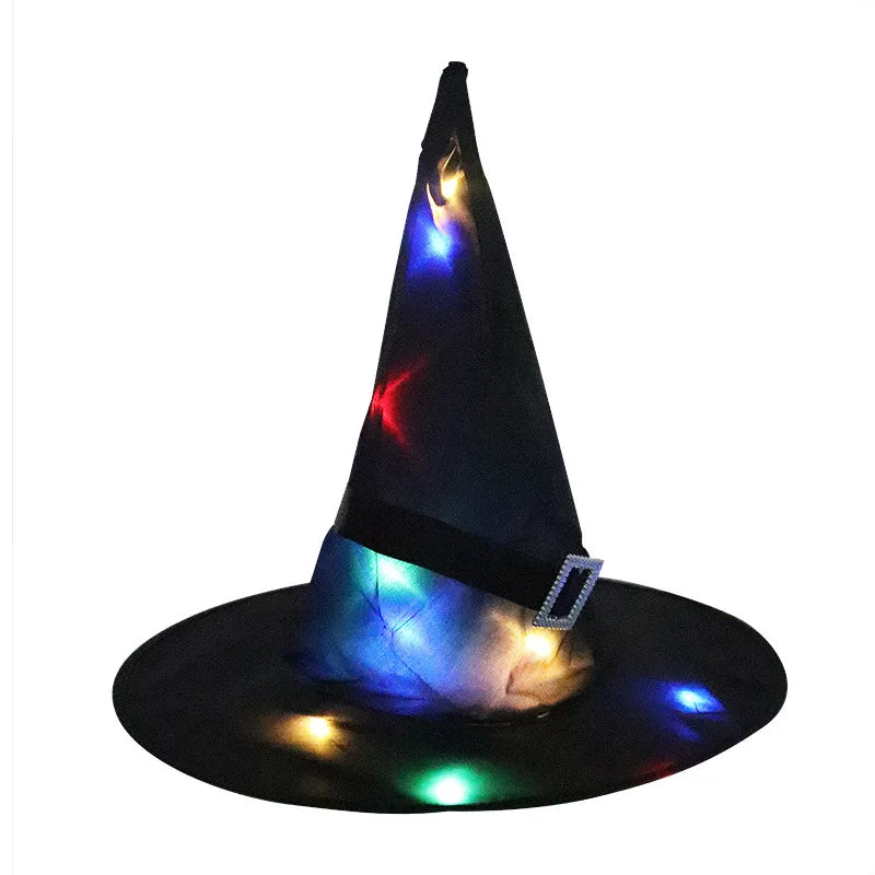 LED Halloween Witch Hat - Flashing Light Starry Sky Decoration