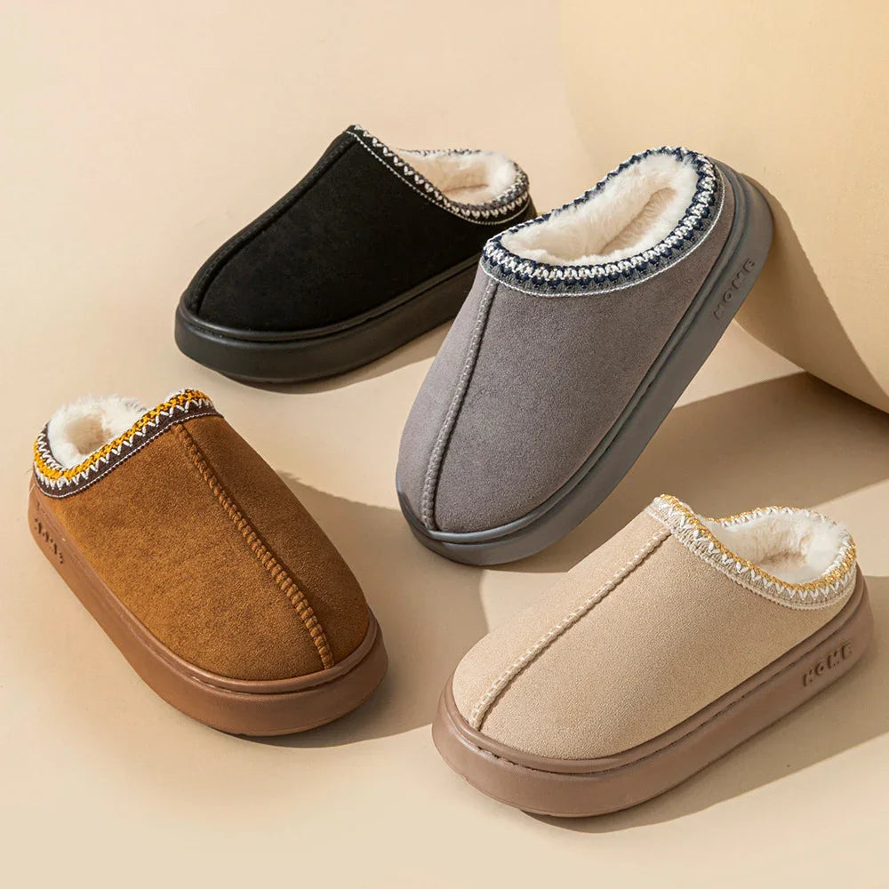 Cozy Fluffy Platform Slippers - Warm Indoor Unisex Shoes