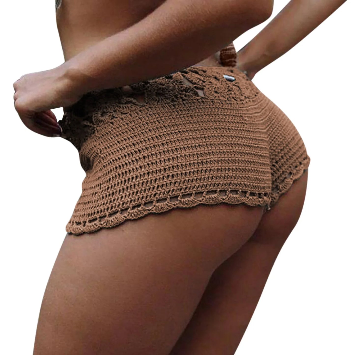 Short de bain en tricot de coton pour femme - Coupe slim style legging de yoga
