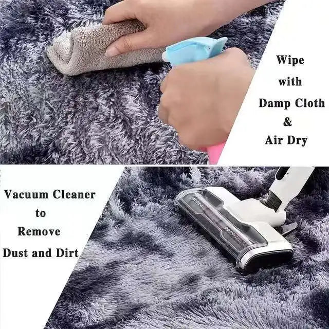 Soft Fluffy Tie-Dye Carpet - Gradient Bedside Rug for Girls