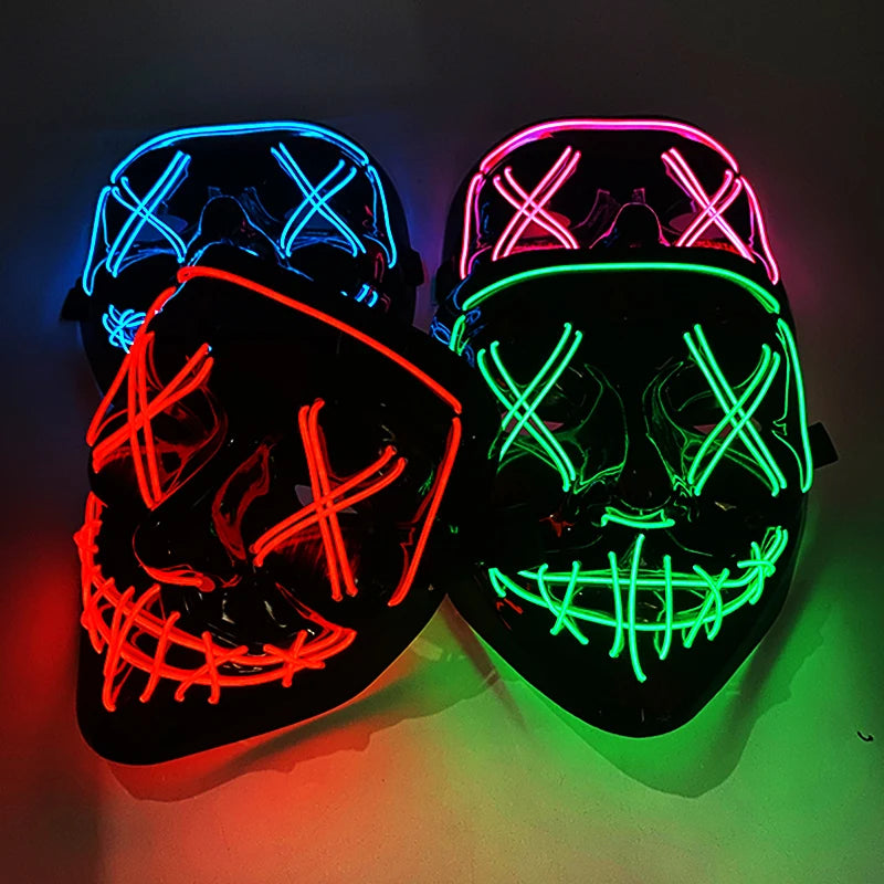 Wireless Neon LED Purge Mask - Glow in Dark Halloween Mask