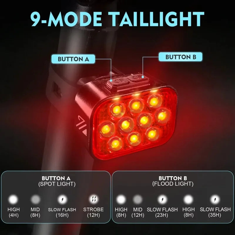 Bicycle Rear Light Front Light Set - USB Rechargeable LED COB