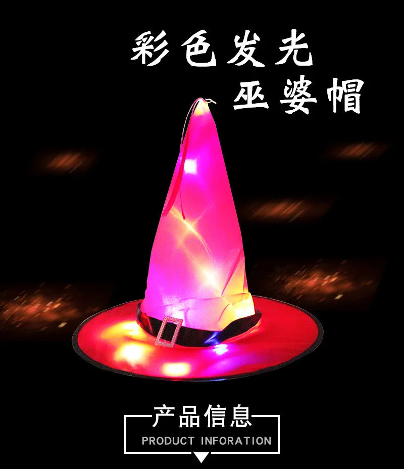 LED Halloween Witch Hat - Flashing Light Starry Sky Decoration