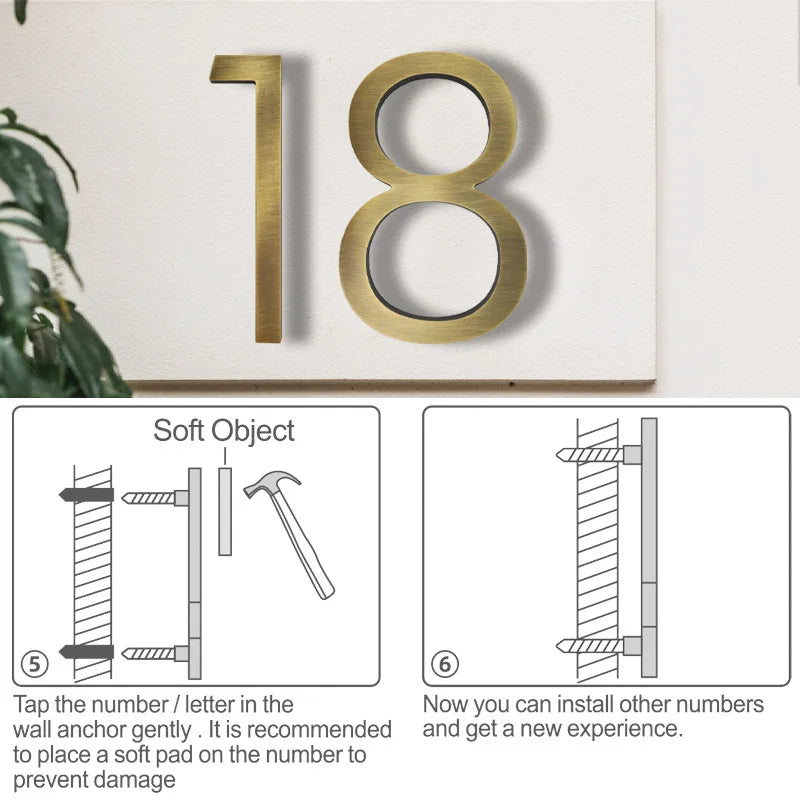 5 Inch Metal Floating House Numbers - Premium Outdoor Address Signs