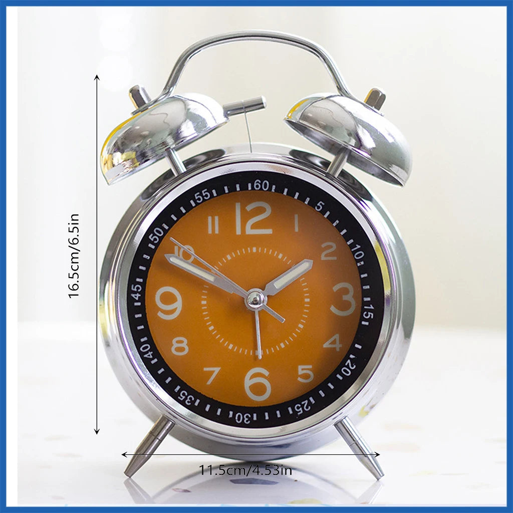 Classic Twin Bell Alarm Clock - Loud Metal Desk Clock