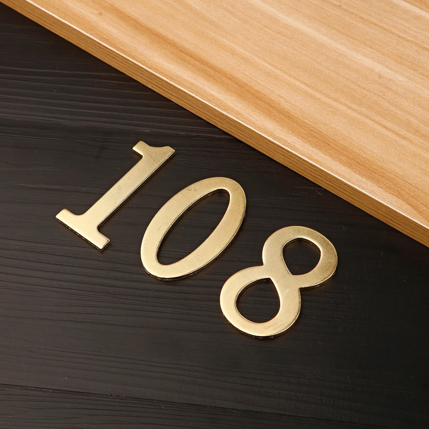 Golden Metal Door Numbers with Magnets - 7x4cm Address Labels
