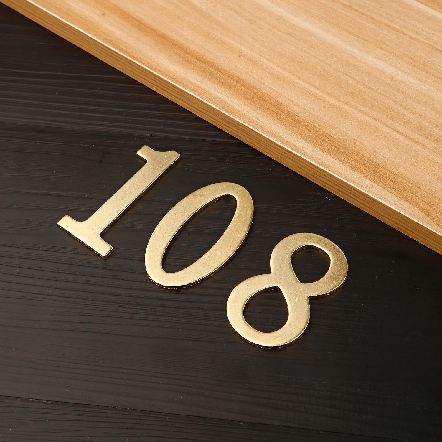 Golden Metal Door Numbers with Magnets - 7x4cm Address Labels - Bascora