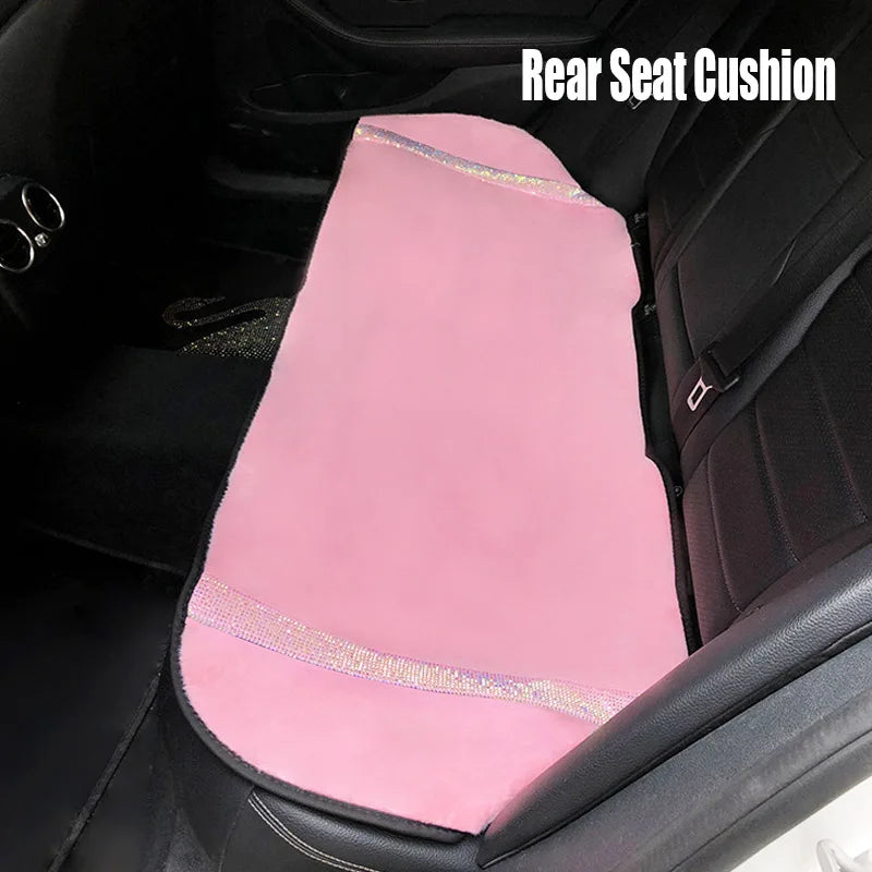 Crystal Diamond Car Seat Covers - Pink Plush Set