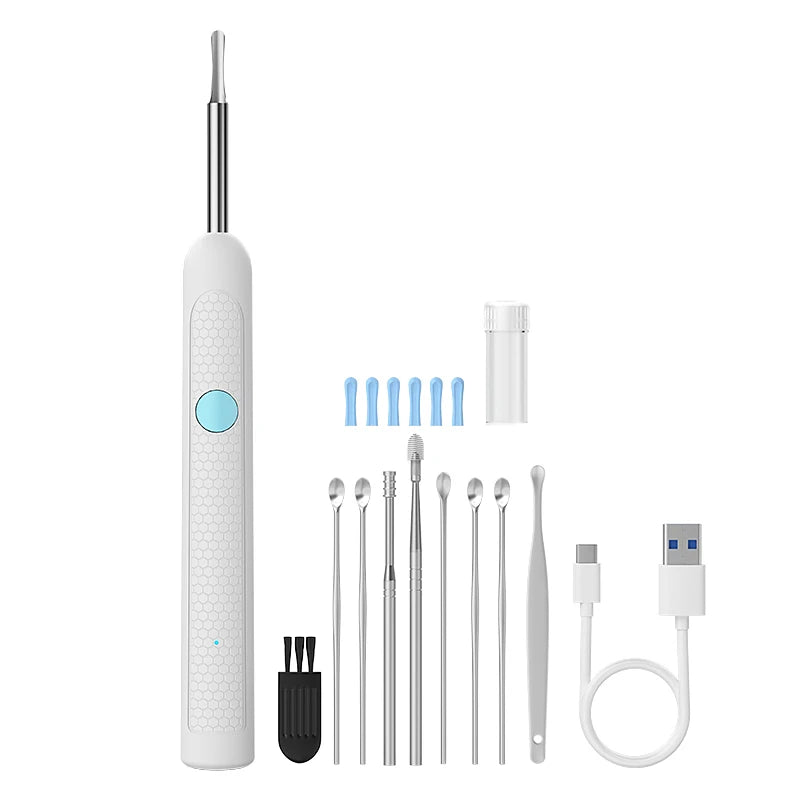 Nettoyeur d'oreilles avec caméra 4,2 mm, WiFi, outil de retrait de cérumen, prise de photos HD 1080p, cure-oreille visuel, cuillère d'oreille, étanche, 6 LED, chargement USB C